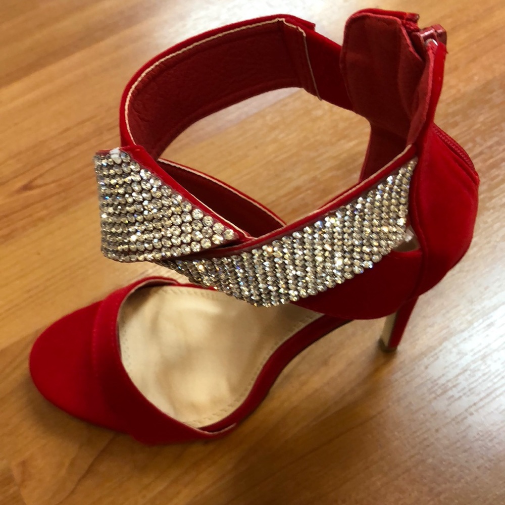 Liliana high heels (4.5”), red, zipper back - Picture 4 of 8